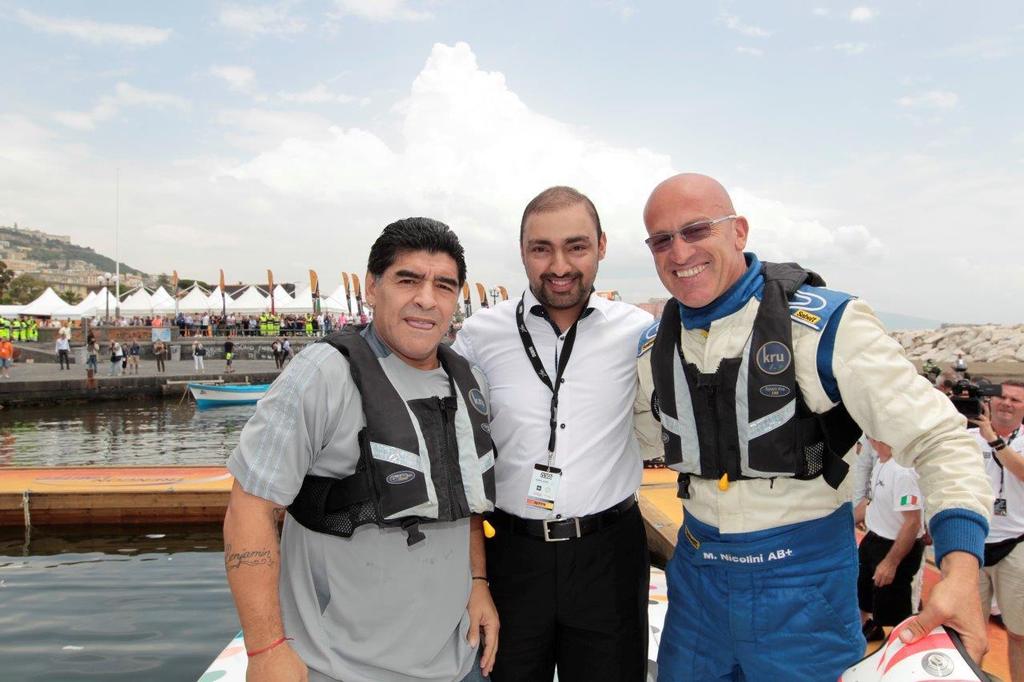Maradona, Dr Khalid Al Zahed, Nicolini - UIM Skydive Dubai XCAT World Series  © WPPA